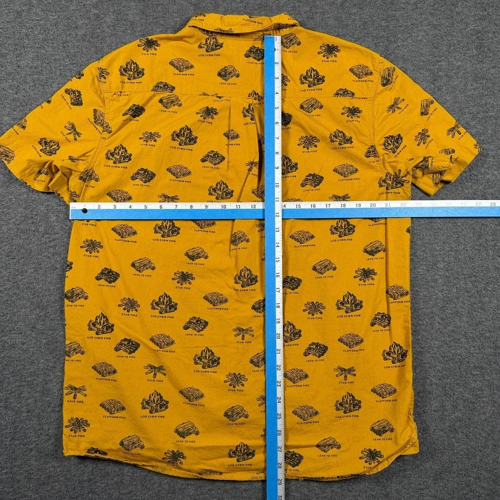 The North Face Shirt Mens Medium Yellow Baytrail Campfire Short Sleeve Button